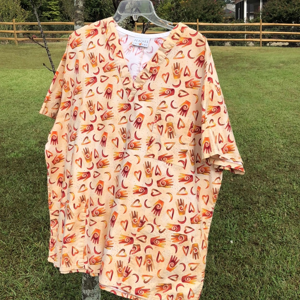 Peaches Scrub Top